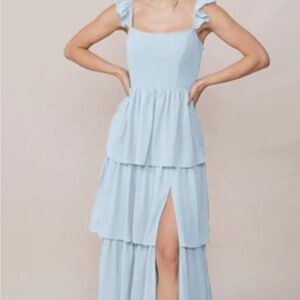 Revelry Light Blue Tiered Maxi Dress